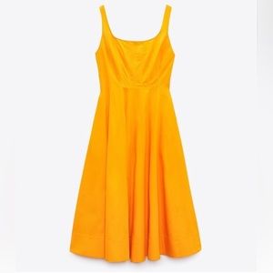 Zara Orange Poplin Tank Dress, Size L, Great Condition